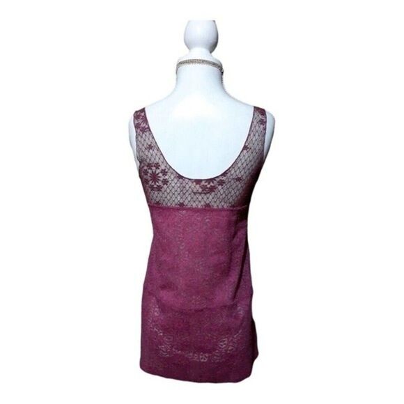 Intimately Free People Women's Raspberry Pink Lace Floral Sexy Tank Top Sz Small - Picture 5 of 7
